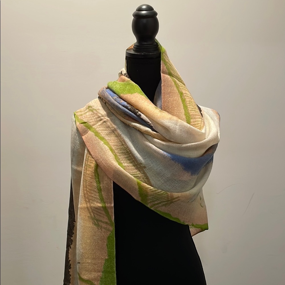 Oversized Scarf Shawl Multicolored Artsy Vacation Beach Cover